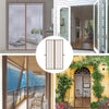 Collage of various outdoor scenes with sliding glass doors and screens.