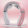 Neck massager on a stand with a pink gradient background