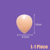 A peach-colored teardrop-shaped adhesive pad or patch shown on a purple background with white dimension lines indicating 10cm height and 8.5cm width, plus the text 'L-1 Piece' in the lower right.
