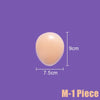 A beige oval-shaped piece, labeled as M-1 Piece, shown with dimension lines indicating a height of 9cm and a width of 7.5cm against a solid purple background.