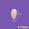A beige oval-shaped adhesive piece shown on a solid purple background with dimension lines indicating 9cm height and 5.5cm width, plus the text 'S-1 Piece' in the lower right.