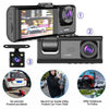 Car dashboard camera with multiple lenses and features highlighted on a white background