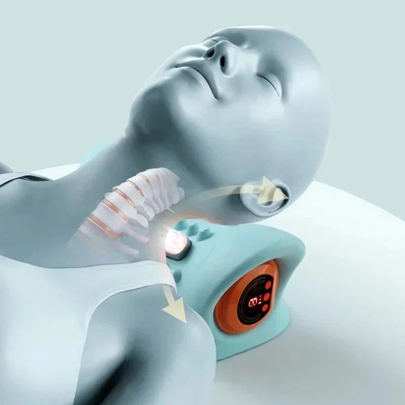 Mannequin with medical device on neck displaying digital readout