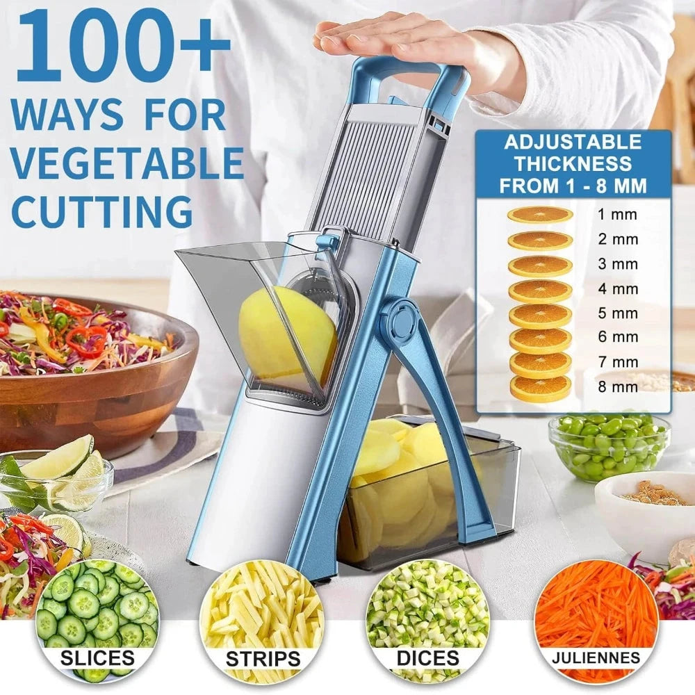 Adjustable Mandoline Vegetable Slicer with Safety Guard