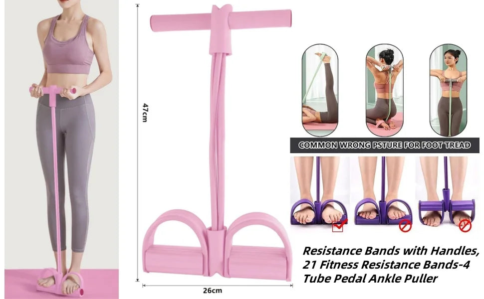 Pedal Resistance Band with Handles | Elastic Tension Rope Foot Pedal Puller