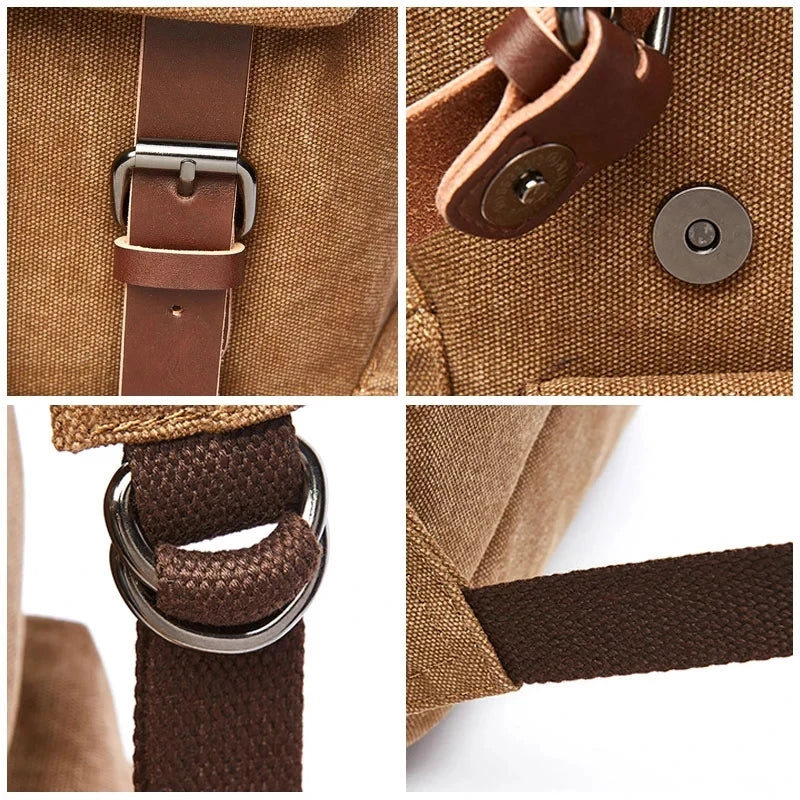 Unisex Classic Canvas Travel Backpack - Heavy-Duty College Laptop Bag & Anti-Theft School Pack
