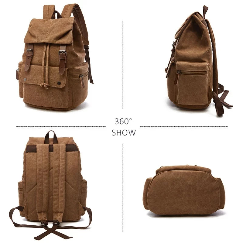 Unisex Classic Canvas Travel Backpack - Heavy-Duty College Laptop Bag & Anti-Theft School Pack