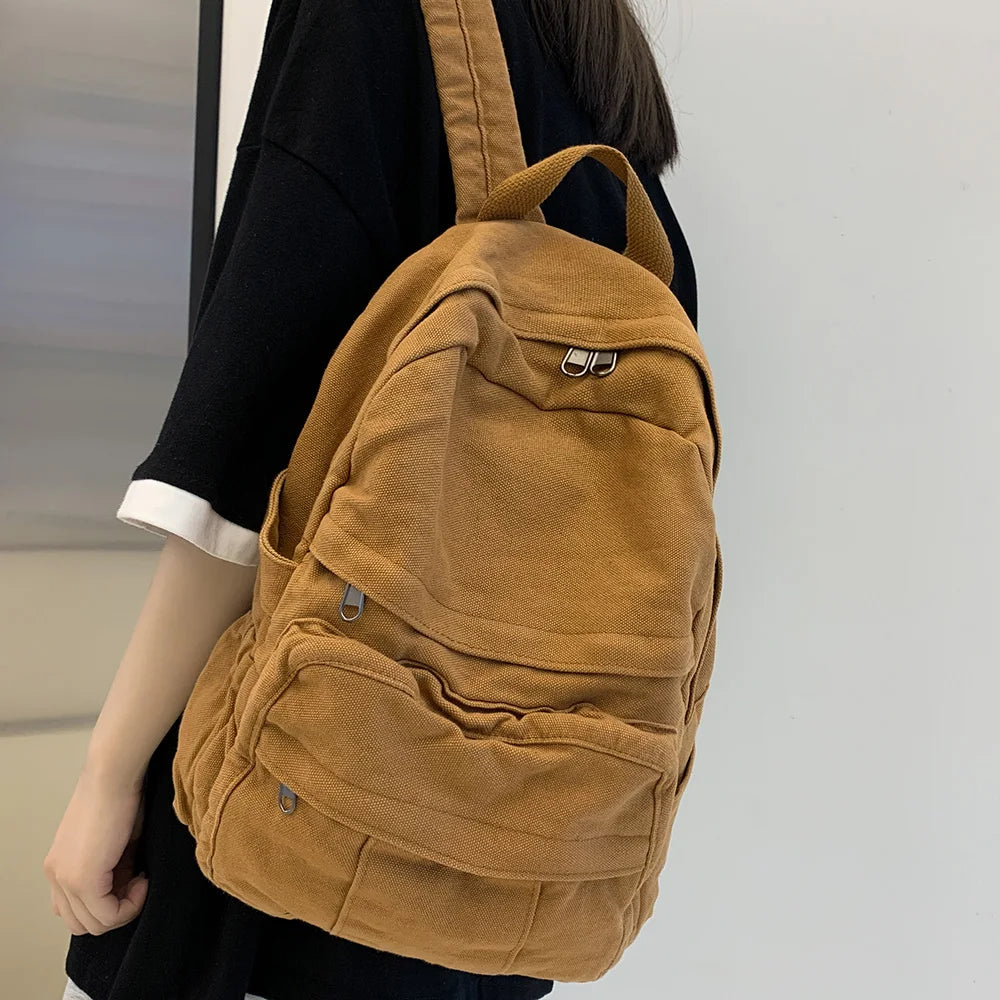 Vintage Canvas Laptop Backpack for Women