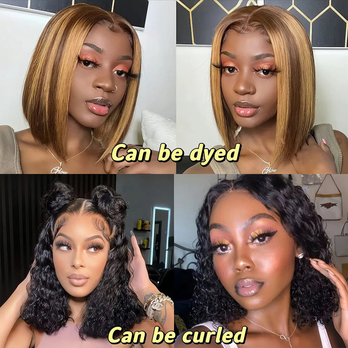 180% Density Glueless HD Lace Front Bob Wig | Pre-Plucked Human Hair - ANDYS