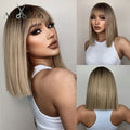 Layered Short Straight Wig with Bangs | Heat Resistant Synthetic Bob - ANDYS