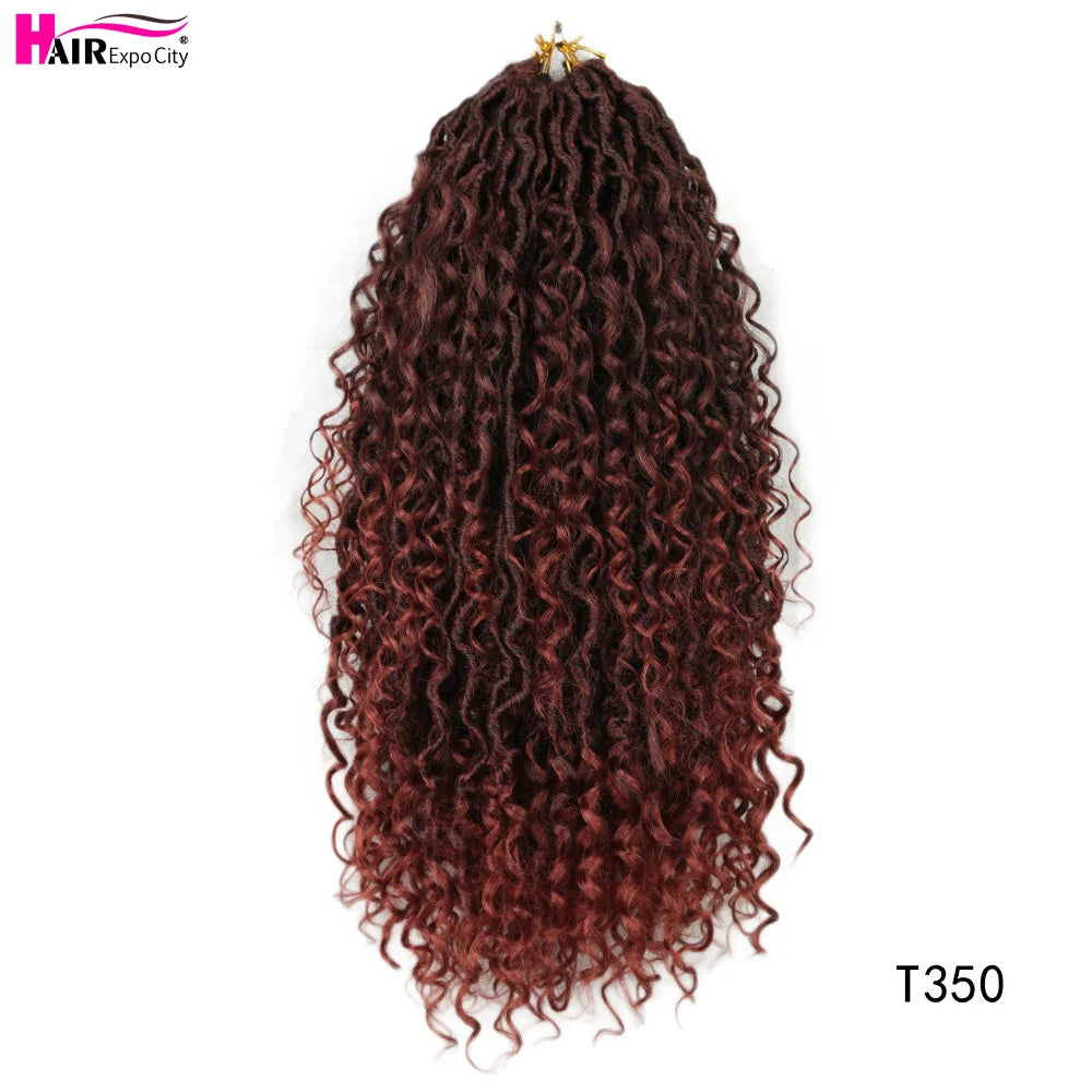 Goddess Faux Locs Crochet Hair | 18-Inch Curly Ends River Ombre Braiding Hair - ANDYS