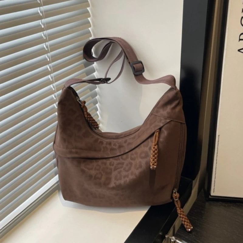 Women's Leopard Print Hobo Crossbody Bag (Large Capacity)
