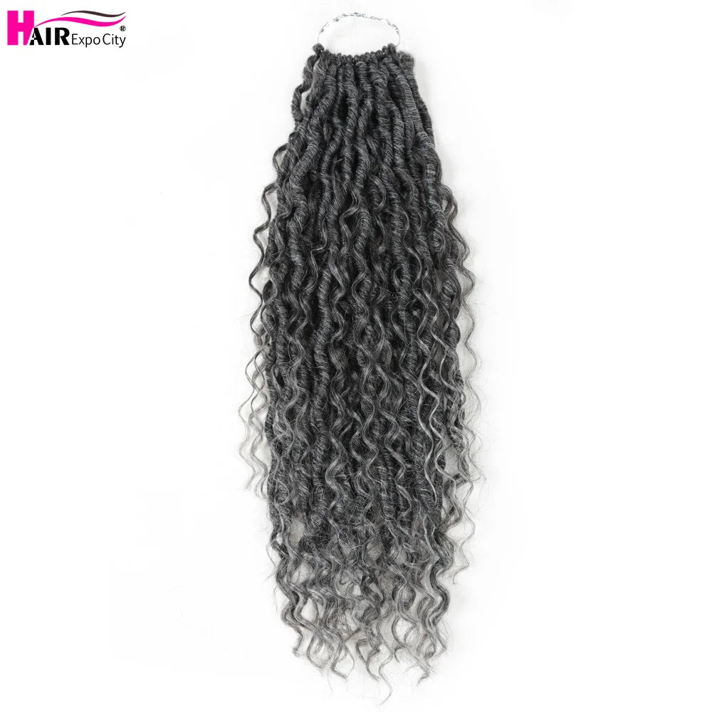 Goddess Faux Locs Crochet Hair | 18-Inch Curly Ends River Ombre Braiding Hair - ANDYS
