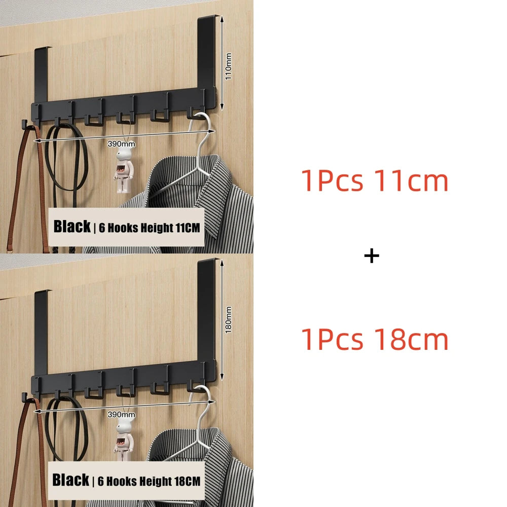 6-Hook Over-the-Door Organizer Rack | Heavy-Duty Hanger for Clothes, Coats, Hats, & Towels