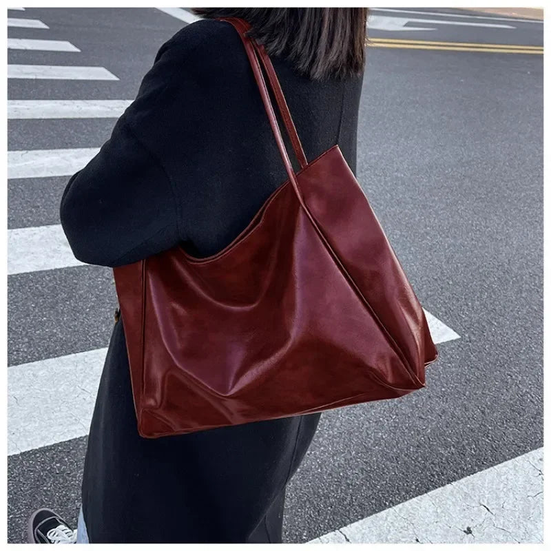 Retro Soft PU Leather Underarm Tote & Crossbody Bag