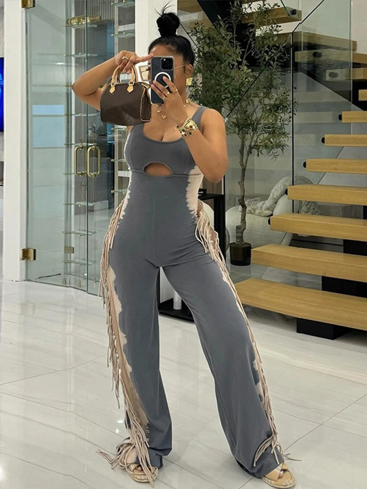 Women's Strapless Tassel Summer Jumpsuit