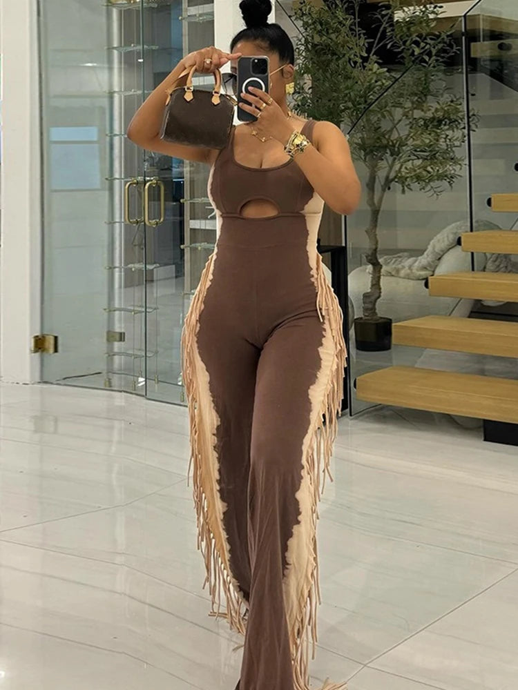Women's Strapless Tassel Summer Jumpsuit