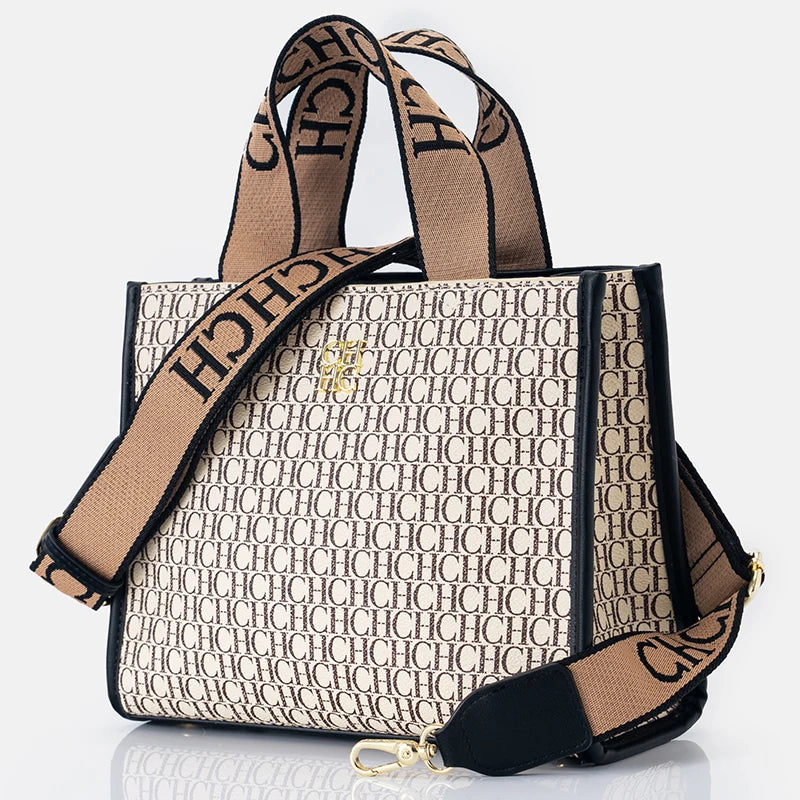 CH Luxury Designer Metal Logo Large Leather Handbag (2026 Edition)