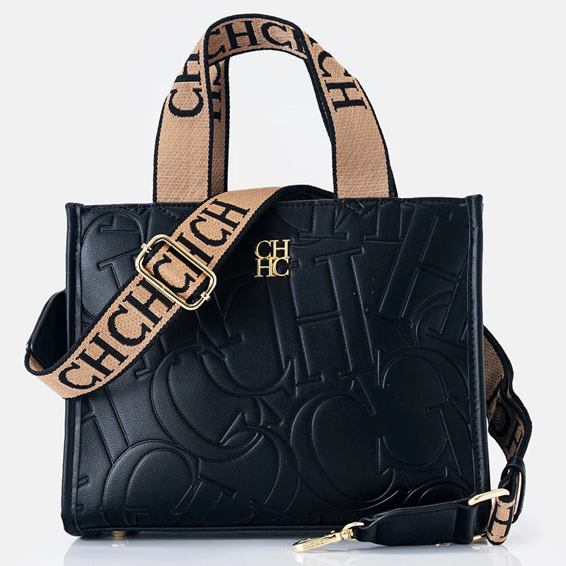 CH Luxury Designer Metal Logo Large Leather Handbag (2026 Edition)