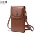 Retro Oil Wax Leather Crossbody Phone Bag with RFID Protection
