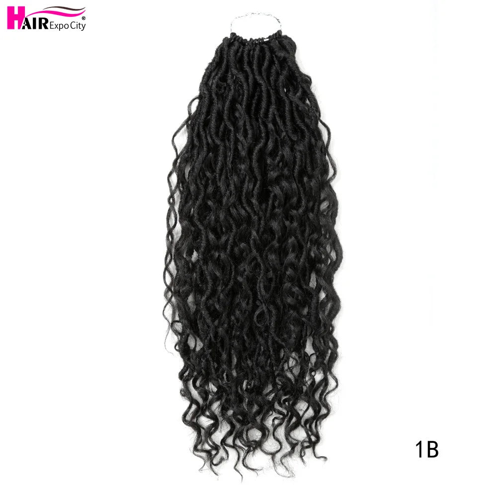 Goddess Faux Locs Crochet Hair | 18-Inch Curly Ends River Ombre Braiding Hair - ANDYS