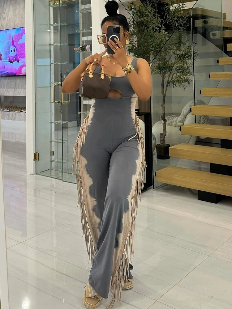 Women's Strapless Tassel Summer Jumpsuit