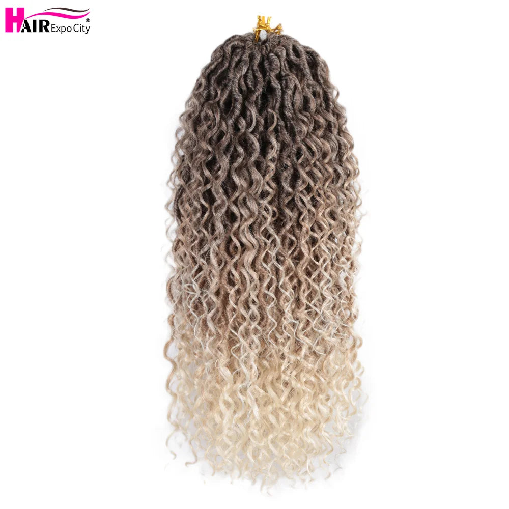 Goddess Faux Locs Crochet Hair | 18-Inch Curly Ends River Ombre Braiding Hair - ANDYS