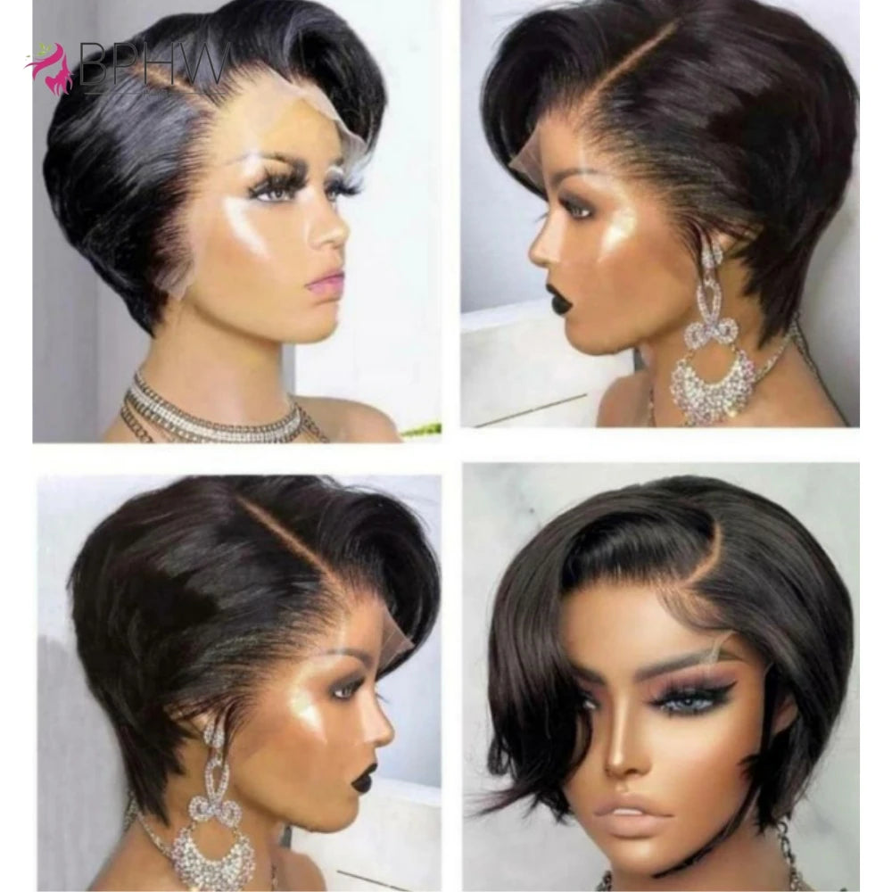 200% Density Brazilian Straight Pixie Cut Wig | 13x4 HD Lace Front Human Hair - ANDYS