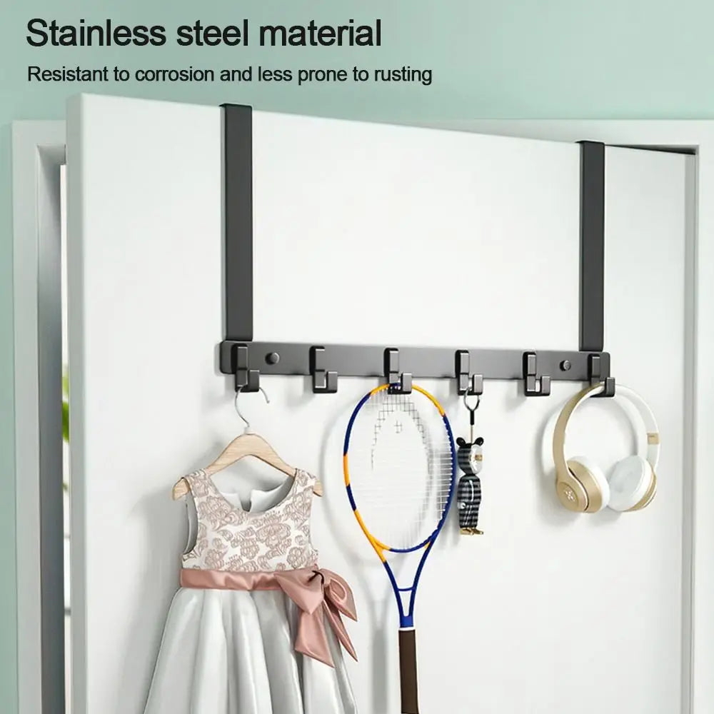 6-Hook Over-the-Door Organizer Rack | Heavy-Duty Hanger for Clothes, Coats, Hats, & Towels