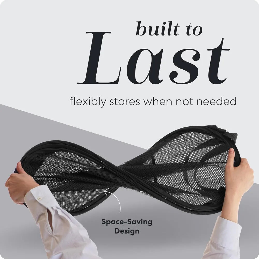 Collapsible Mesh Laundry Basket with Side Pocket