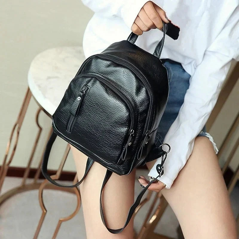 Women's PU Leather Mini Backpack – Convertible Shoulder Bag | 3 Styles