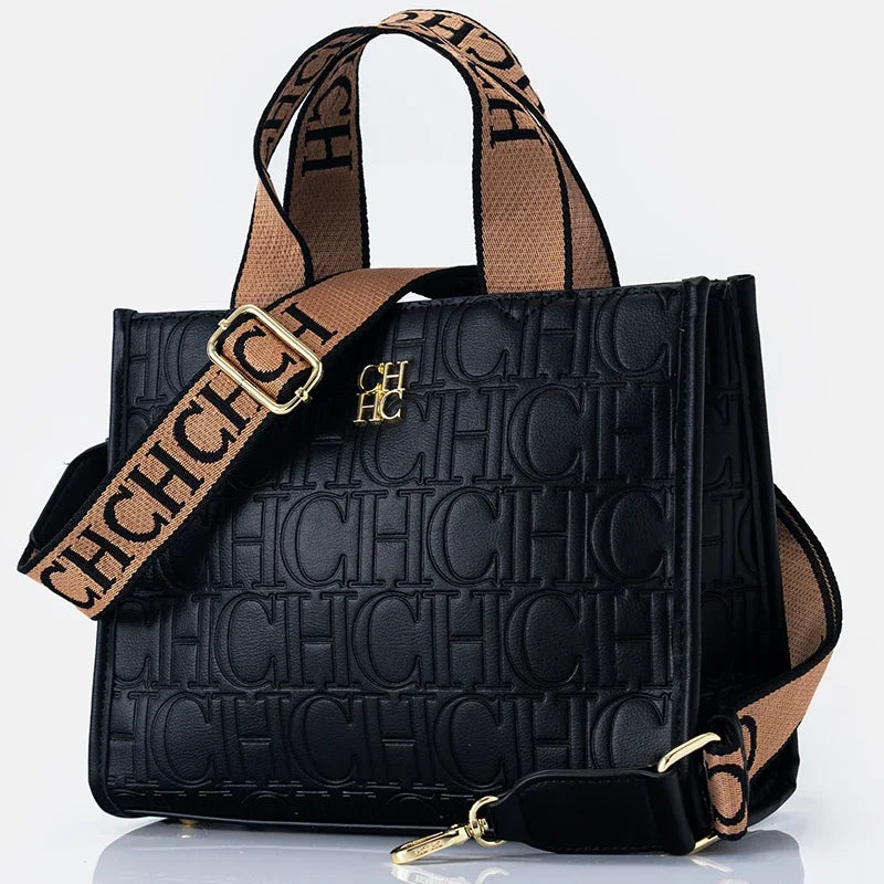 CH Luxury Designer Metal Logo Large Leather Handbag (2026 Edition)