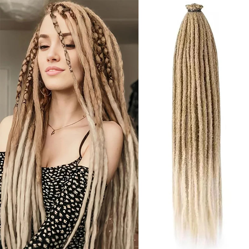 Synthetic Single Ended Dreadlock Extensions | 24-Inch Hippie Loc Crochet Hair - ANDYS
