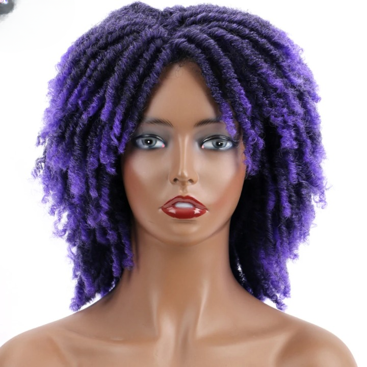 Short Dreadlock Faux Locs Twist Wig | 6-Inch Synthetic Afro Crochet Hair - ANDYS