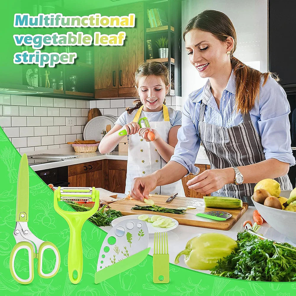 5-Blade Herb Scissors – Stainless Steel Kitchen Shears with Protective Cover