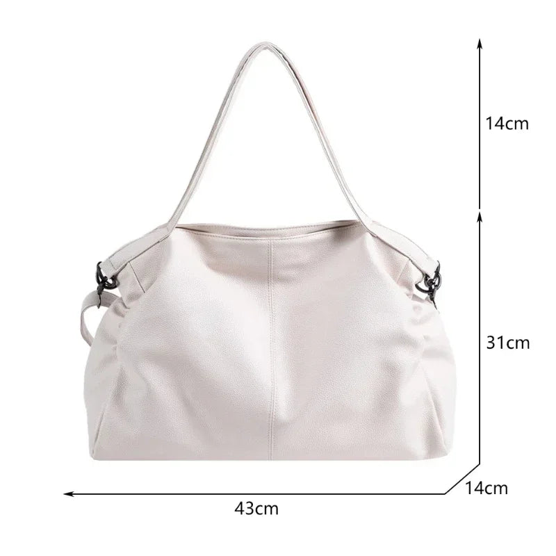 Large Black Soft Leather Slouchy Hobo Shoulder Bag