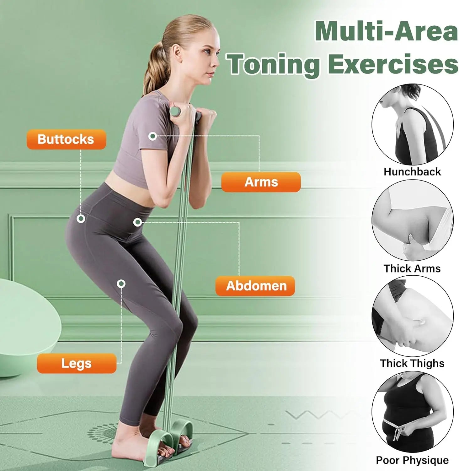 Pedal Resistance Band with Handles | Elastic Tension Rope Foot Pedal Puller