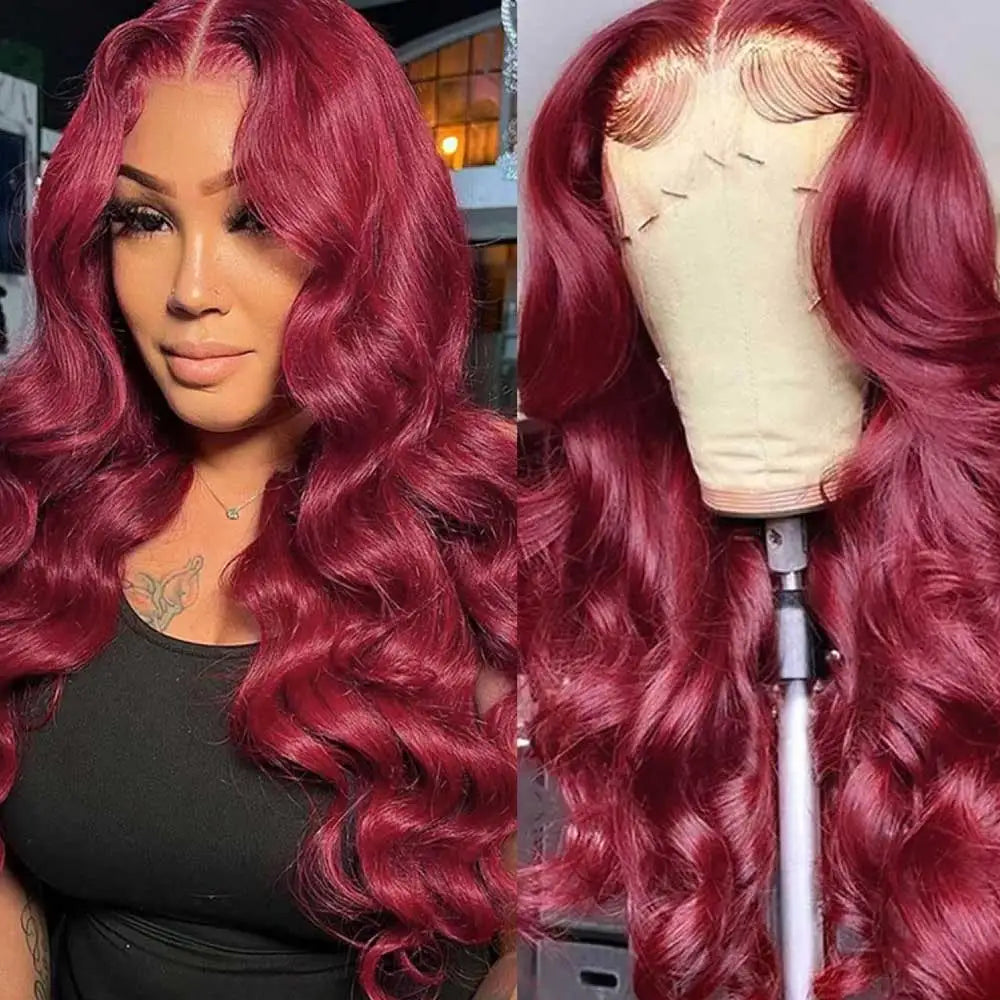 99J Burgundy Body Wave HD Lace Front Wig | Glueless Human Hair - ANDYS