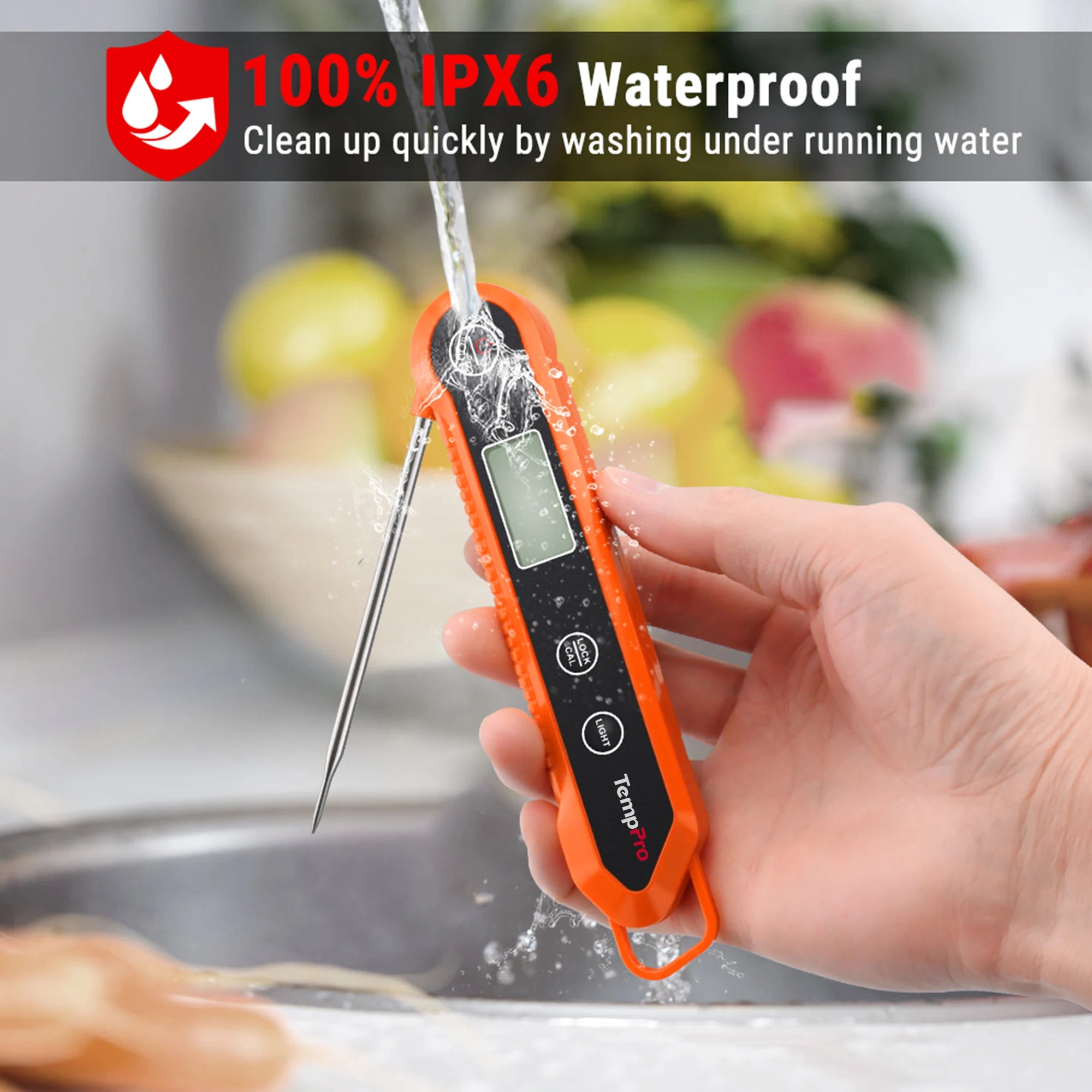 Digital Instant Read Meat Thermometer | Waterproof Kitchen Food LCD Thermometer