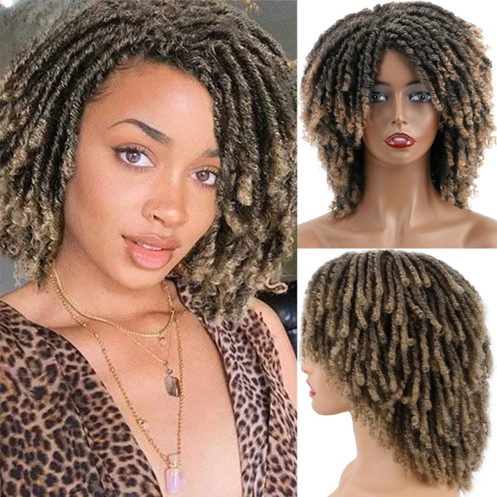 Short Dreadlock Faux Locs Twist Wig | 6-Inch Synthetic Afro Crochet Hair - ANDYS