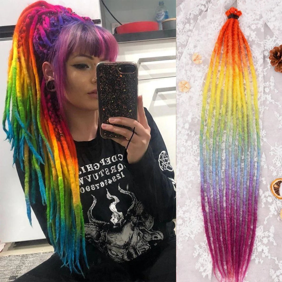 Synthetic Single Ended Dreadlock Extensions | 24-Inch Hippie Loc Crochet Hair - ANDYS