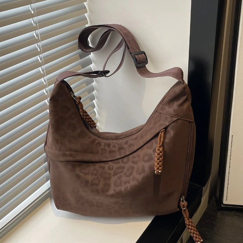 Women's Leopard Print Hobo Crossbody Bag (Large Capacity)
