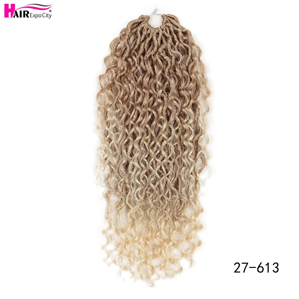 Goddess Faux Locs Crochet Hair | 18-Inch Curly Ends River Ombre Braiding Hair - ANDYS