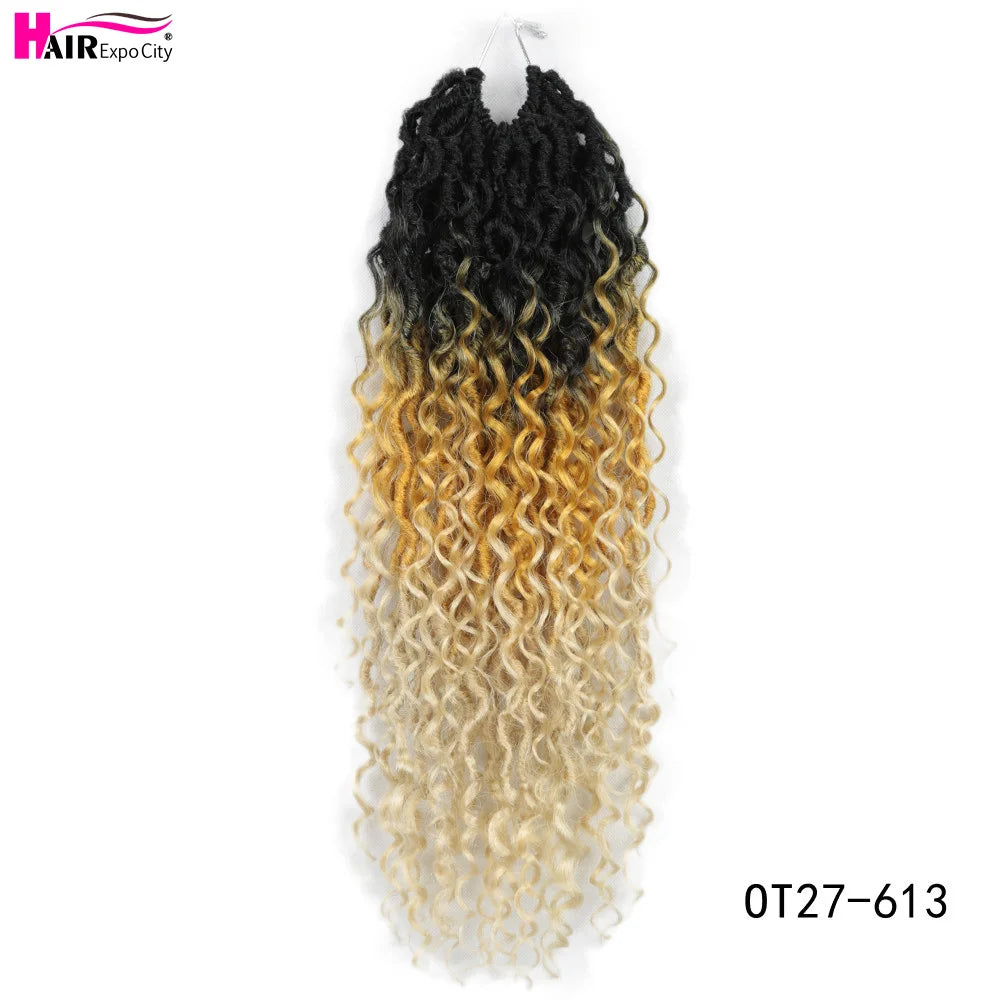 Goddess Faux Locs Crochet Hair | 18-Inch Curly Ends River Ombre Braiding Hair - ANDYS
