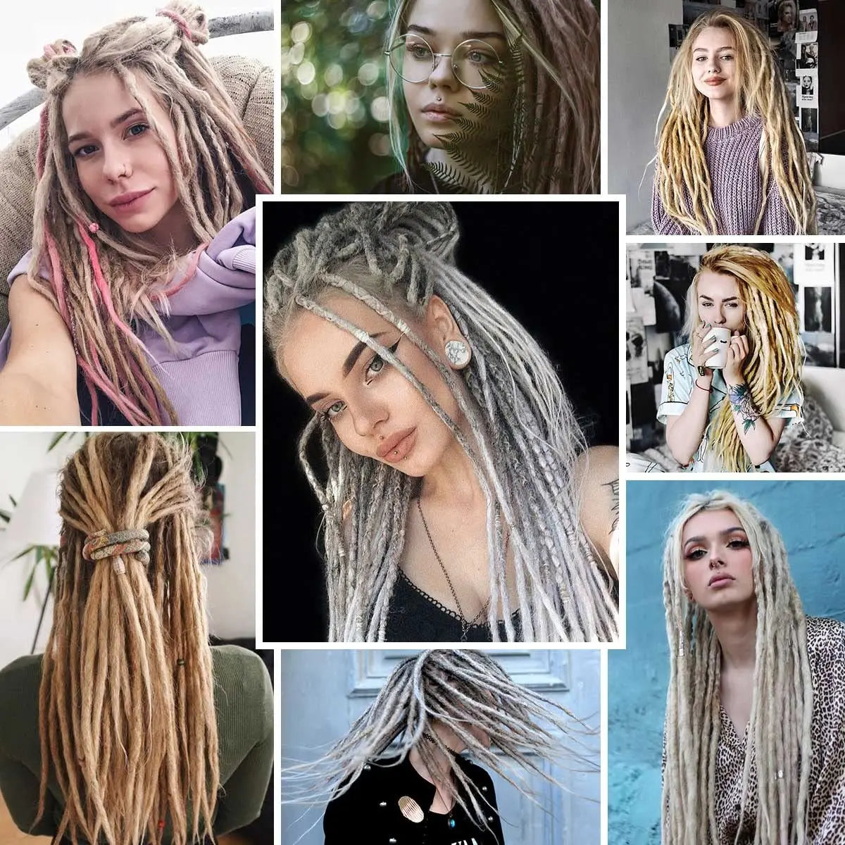 Synthetic Single Ended Dreadlock Extensions | 24-Inch Hippie Loc Crochet Hair - ANDYS