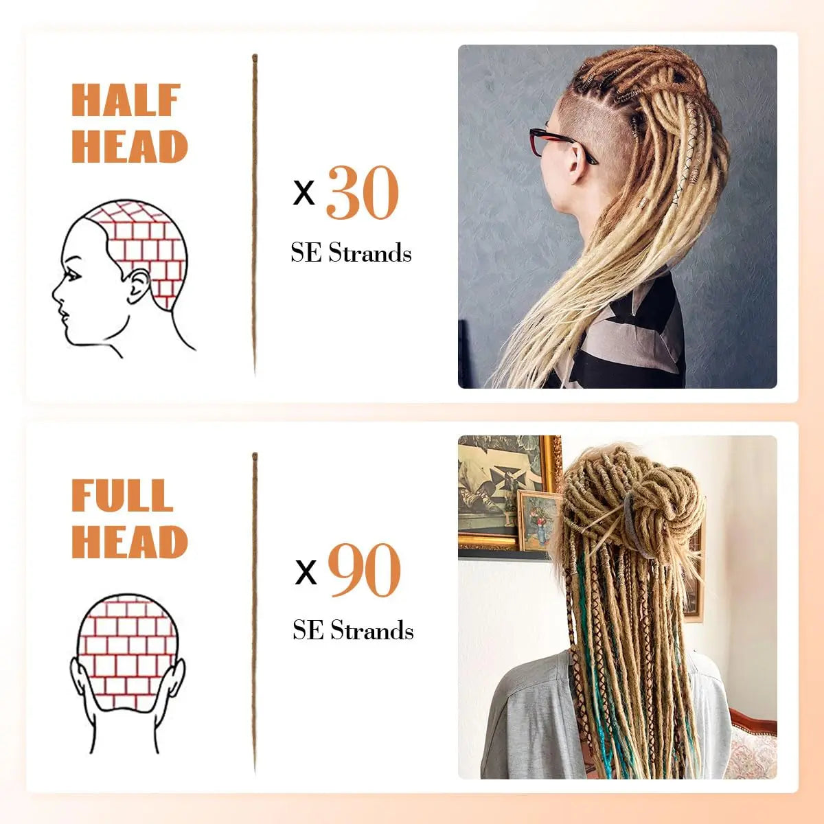 Synthetic Single Ended Dreadlock Extensions | 24-Inch Hippie Loc Crochet Hair - ANDYS