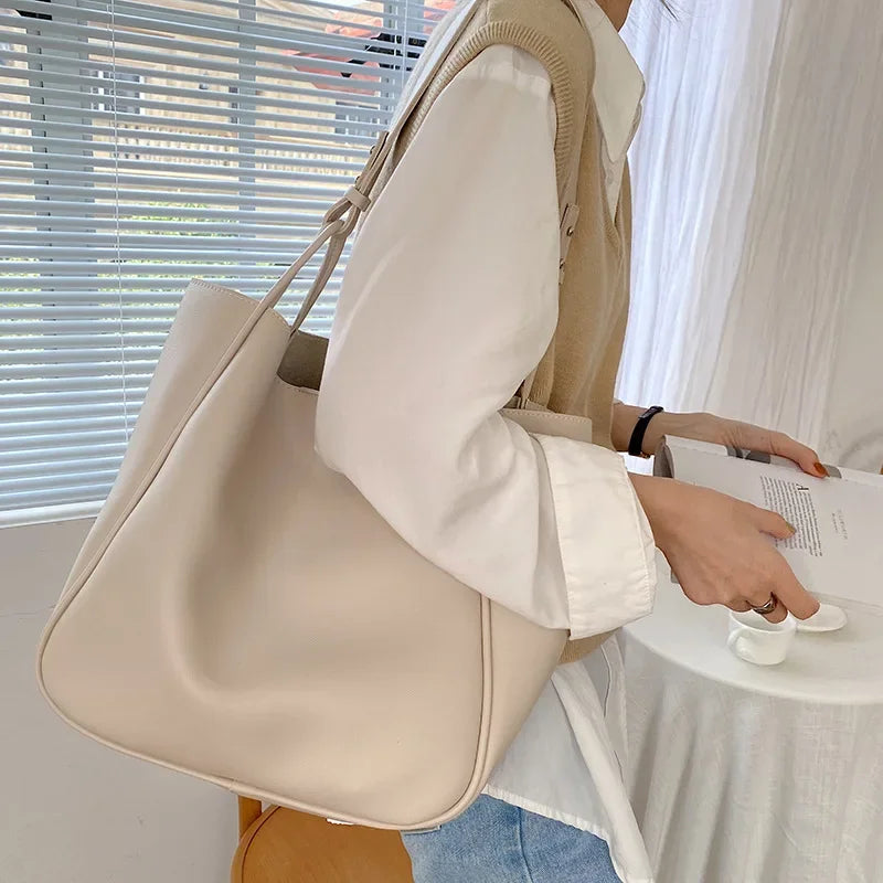 Minimalist Luxury Leather Large Capacity Tote Bag