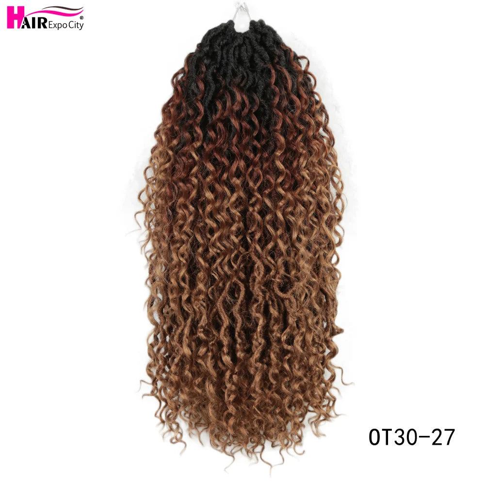 Goddess Faux Locs Crochet Hair | 18-Inch Curly Ends River Ombre Braiding Hair - ANDYS