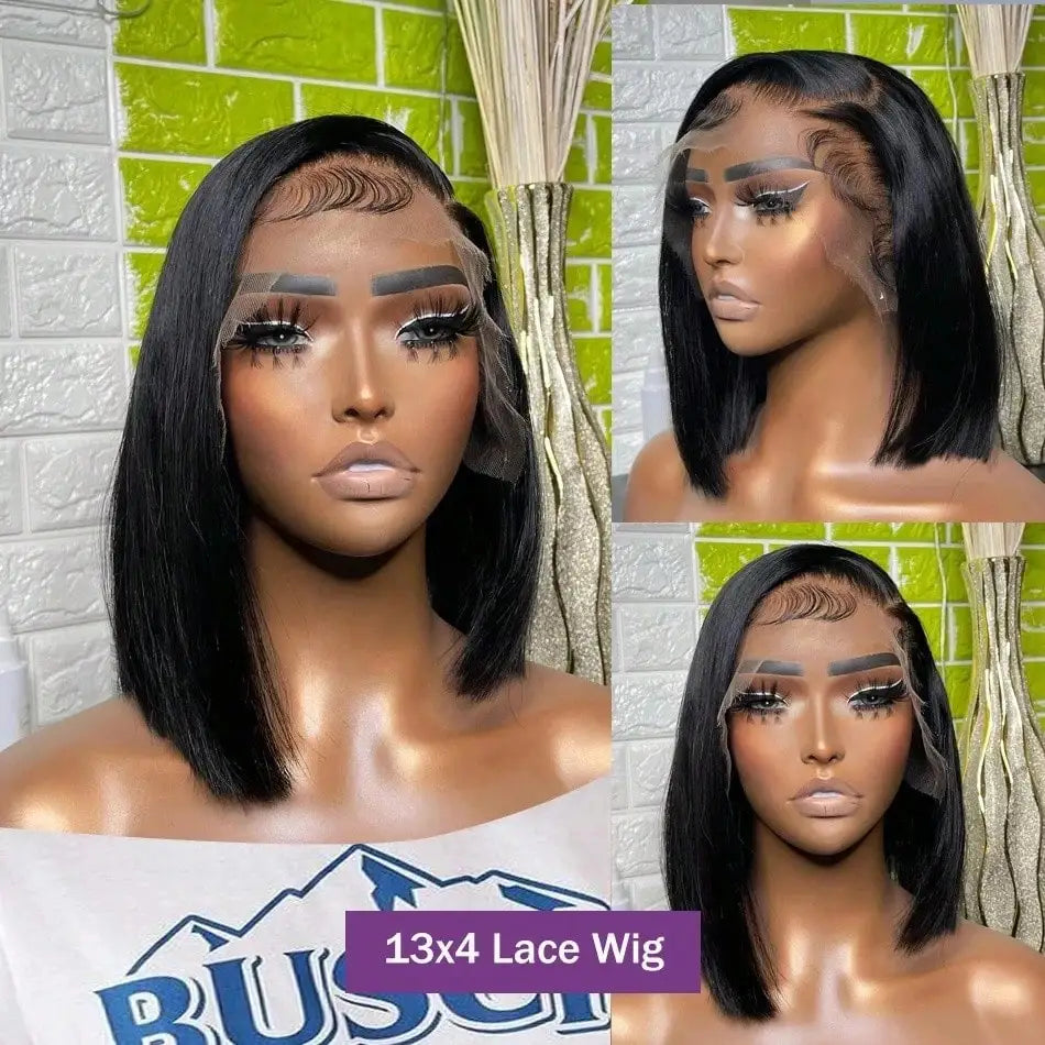 Glueless Straight Lace Front Bob Wig | Pre-Plucked Human Hair Short Wig - ANDYS