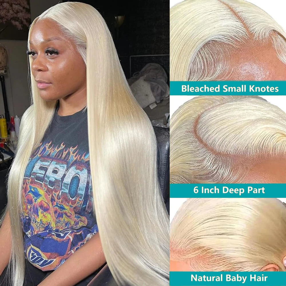 613 Blonde Straight Lace Front Wig | 13x4 & 13x6 HD Lace | Human Hair | 180% & 200% Density
